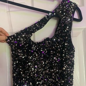 Long Sequin Fashion Nova Dress with Slit and Gorgeous Details